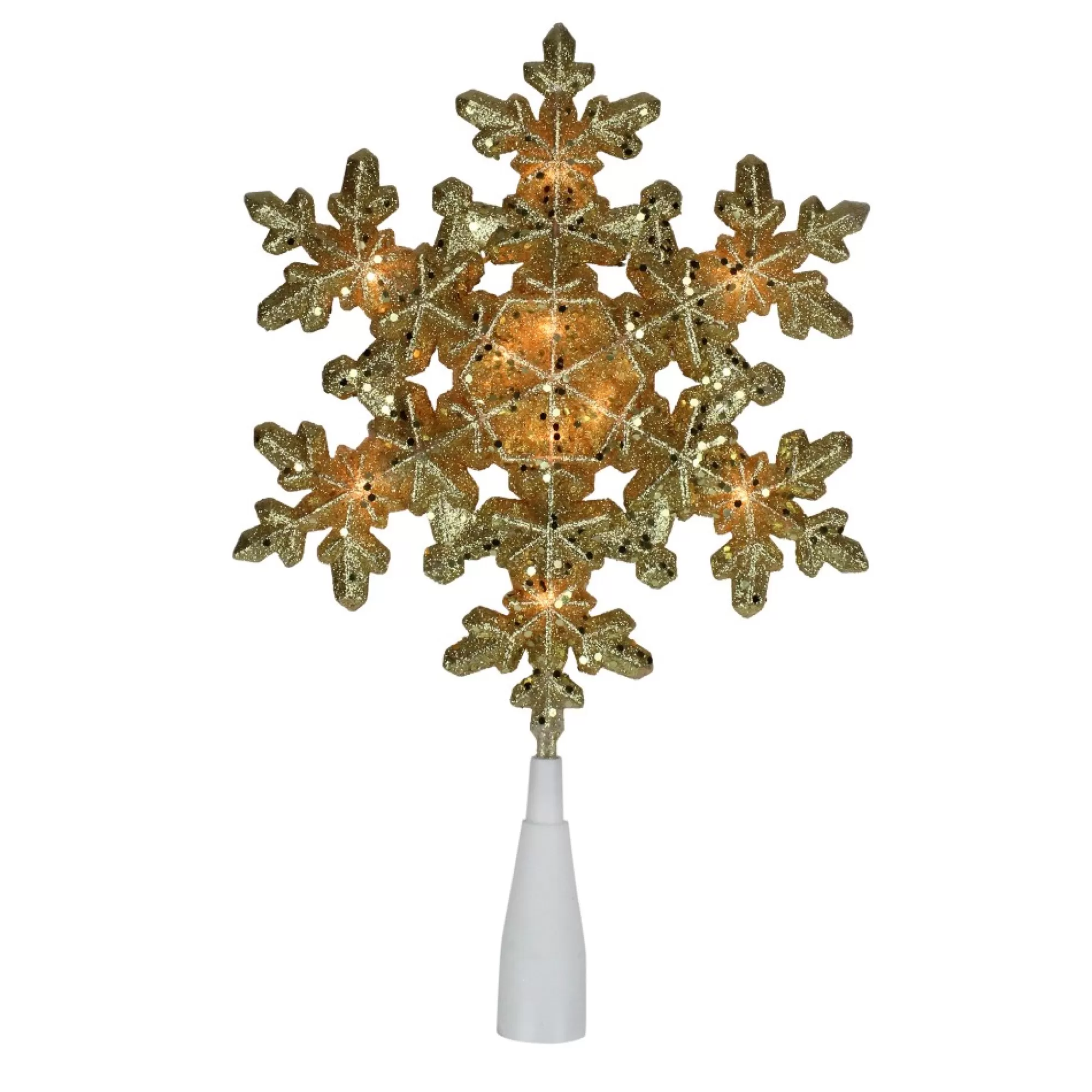 Cheap 9" Pre-Lit Gold Snowflake Christmas Tree Topper - Clear Lights Snowflake