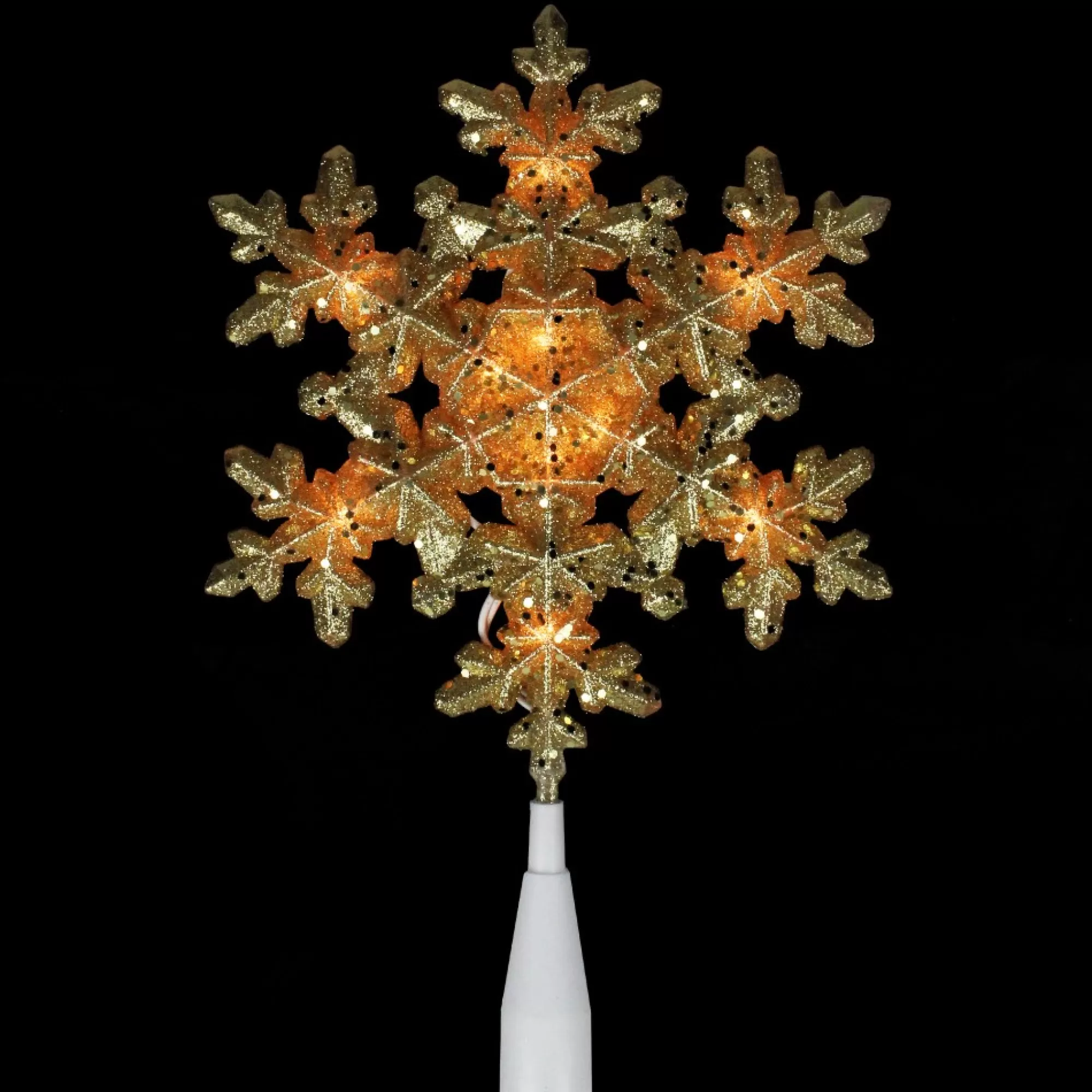 Cheap 9" Pre-Lit Gold Snowflake Christmas Tree Topper - Clear Lights Snowflake