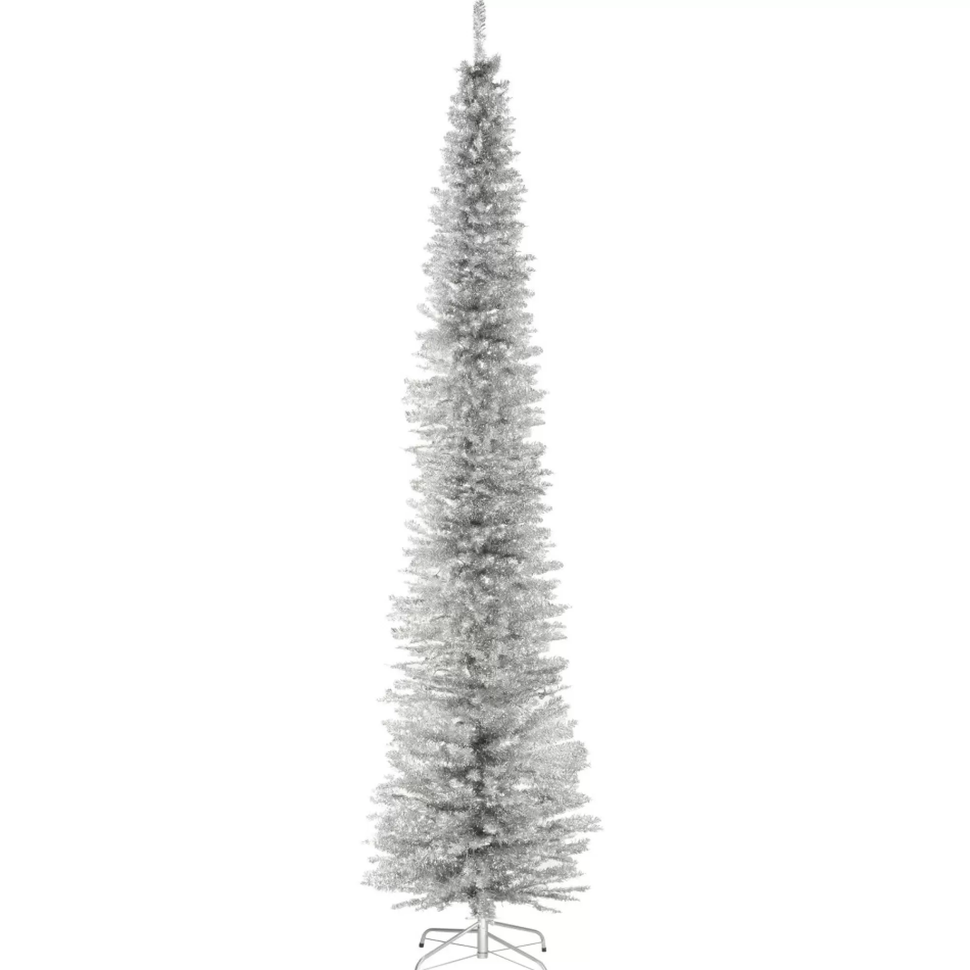 Discount 9' Silver Pencil Tinsel Artificial Christmas Tree - Unlit Lights Unlit