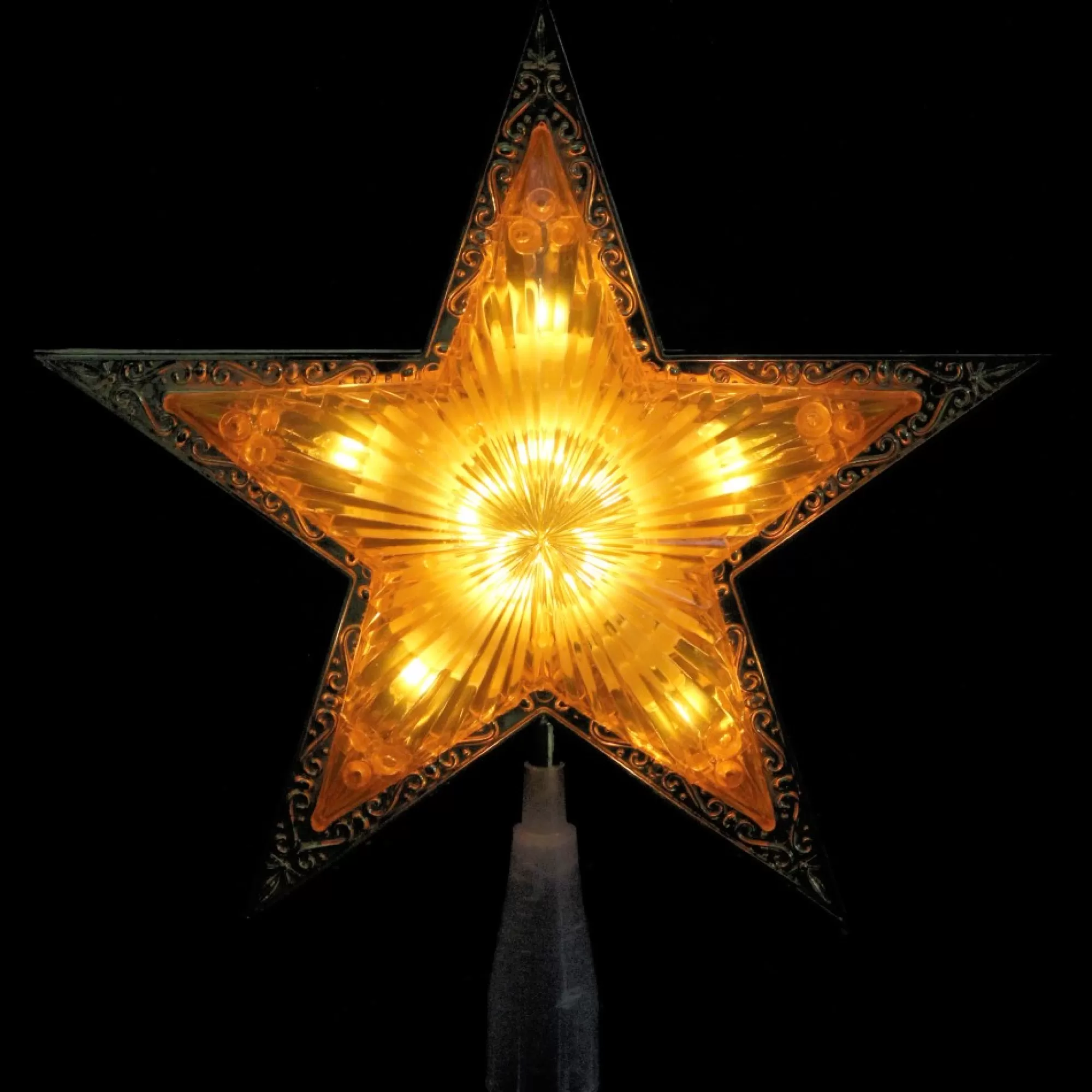 Cheap 9"Lighted Gold Edged Christmas Star Tree Topper - Clear Lights Stars