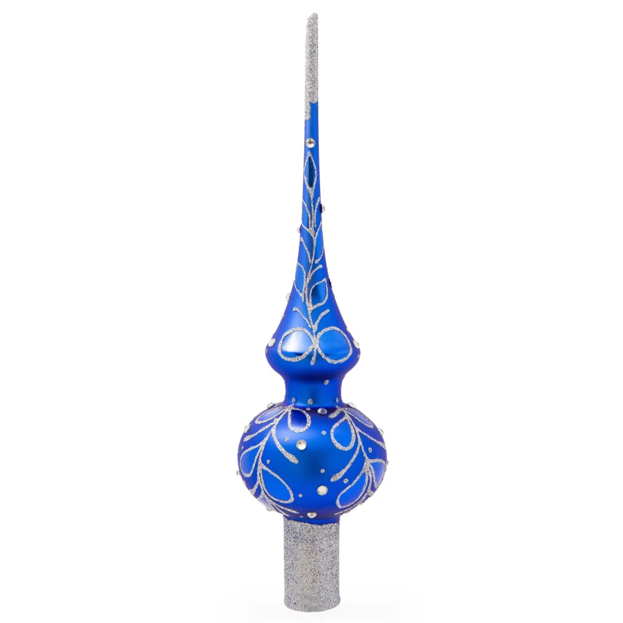 Flash Sale Blue Paisley Glass Christmas Tree Topper 11 Inches Snowflake