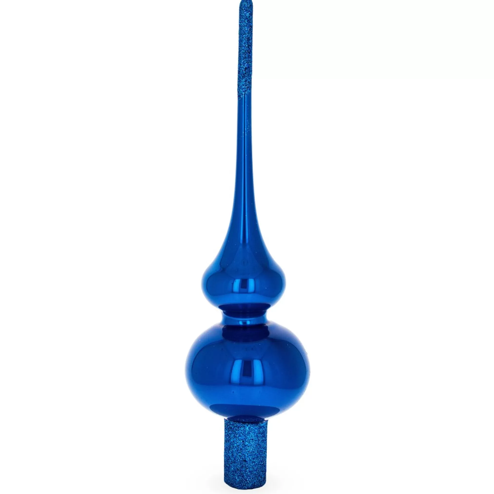 Sale Glossy Solid Blue Glass Christmastree Topper 11 Inches Finials