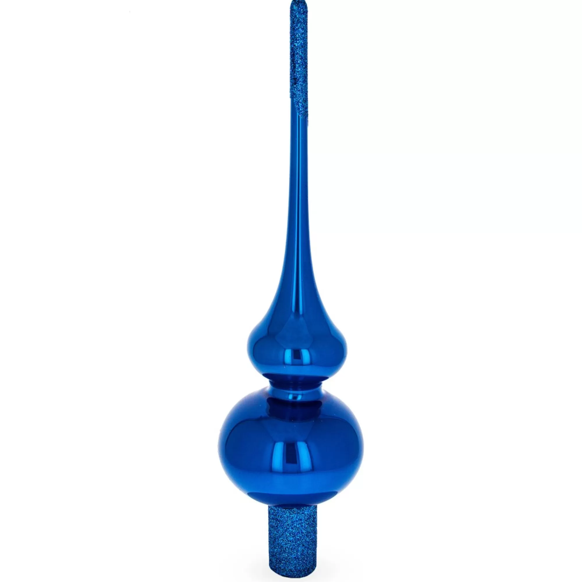 Sale Glossy Solid Blue Glass Christmastree Topper 11 Inches Finials