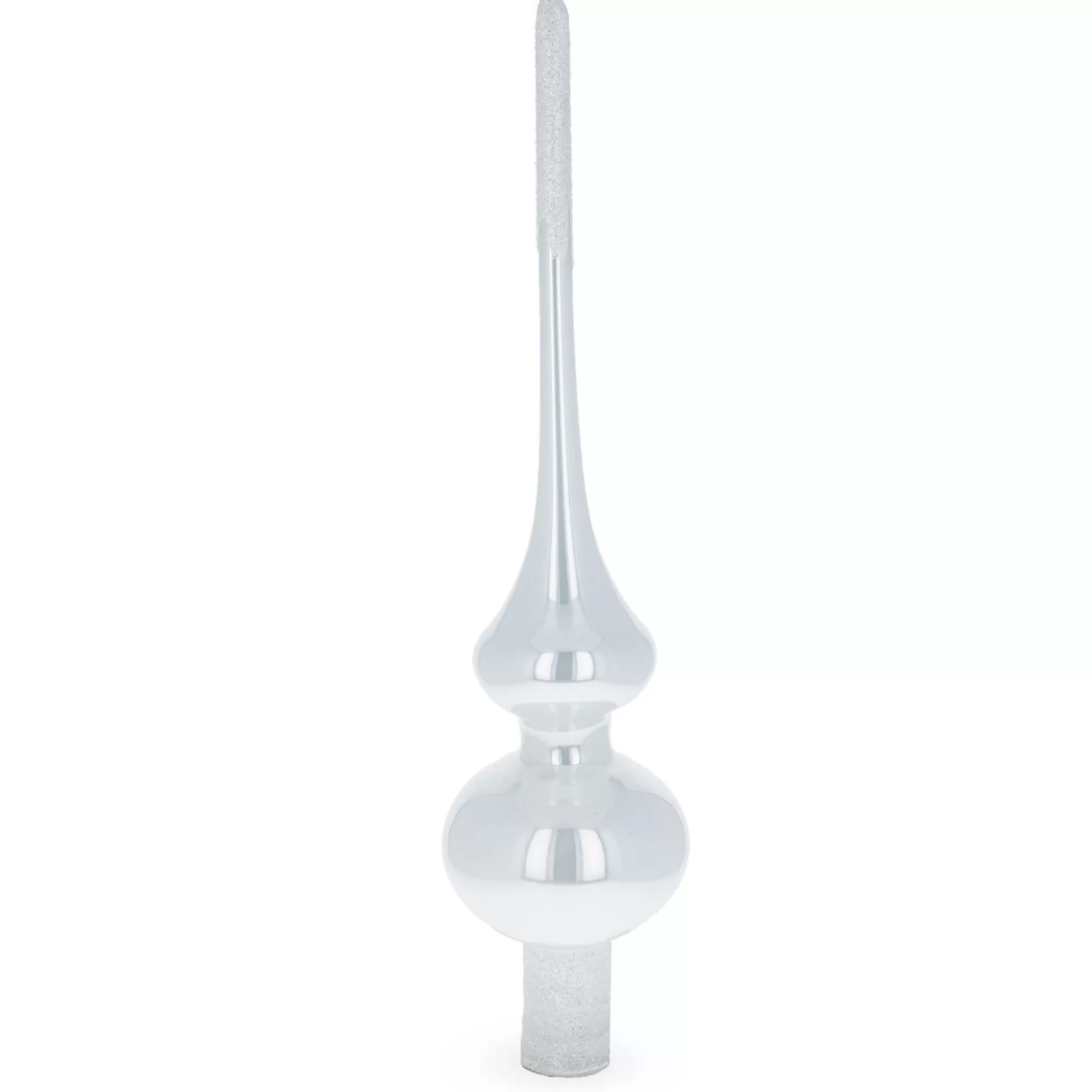 Cheap Glossy Solid White Glass Christmas Tree Topper 11 Inches Finials