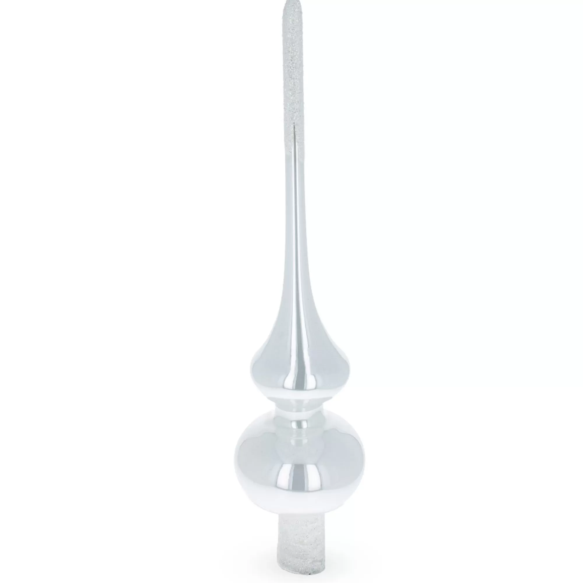 Cheap Glossy Solid White Glass Christmas Tree Topper 11 Inches Finials