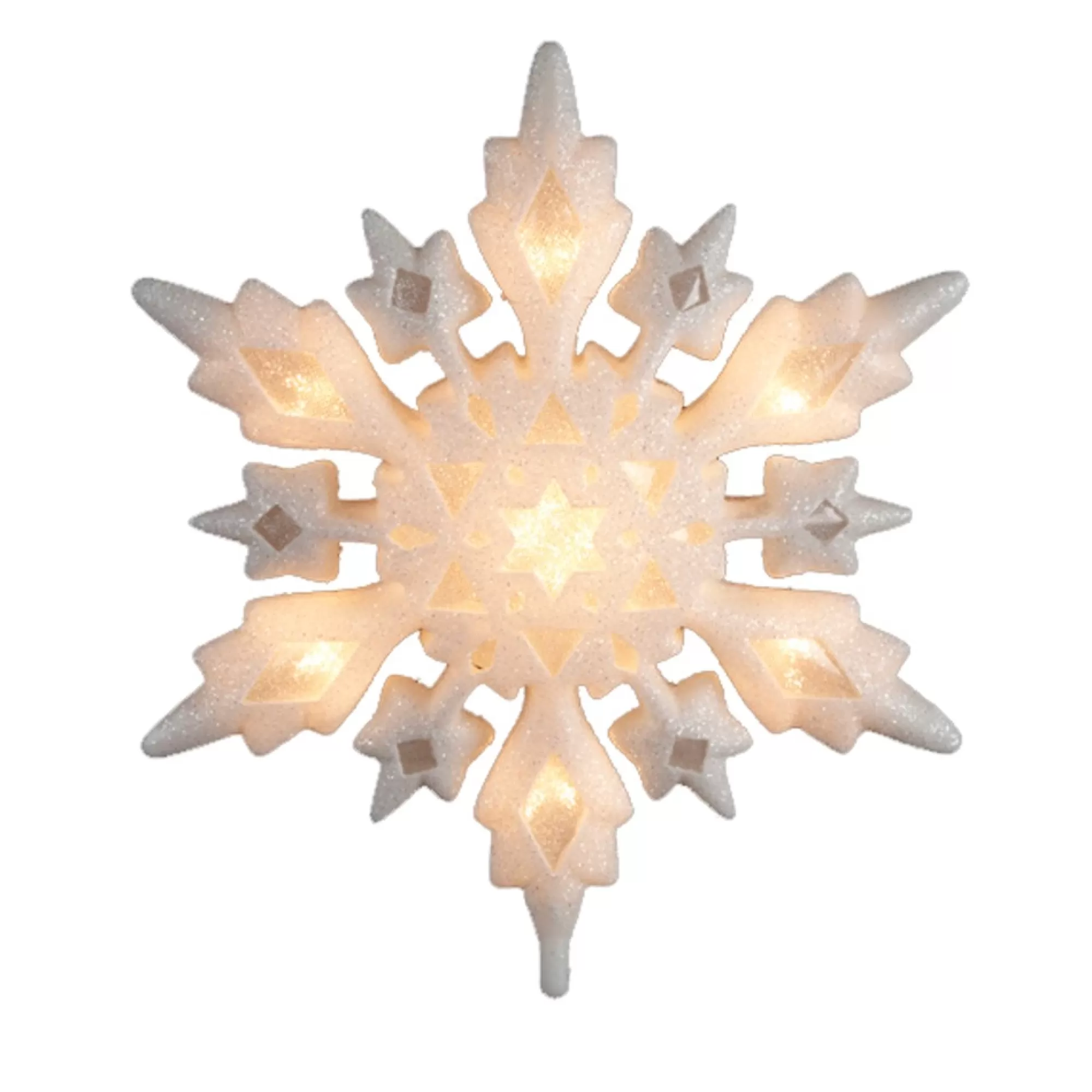 Shop Iridescent Glitter 3-Dimensional Snowflake Christmas Tree Topper - Clear Lights Snowflake