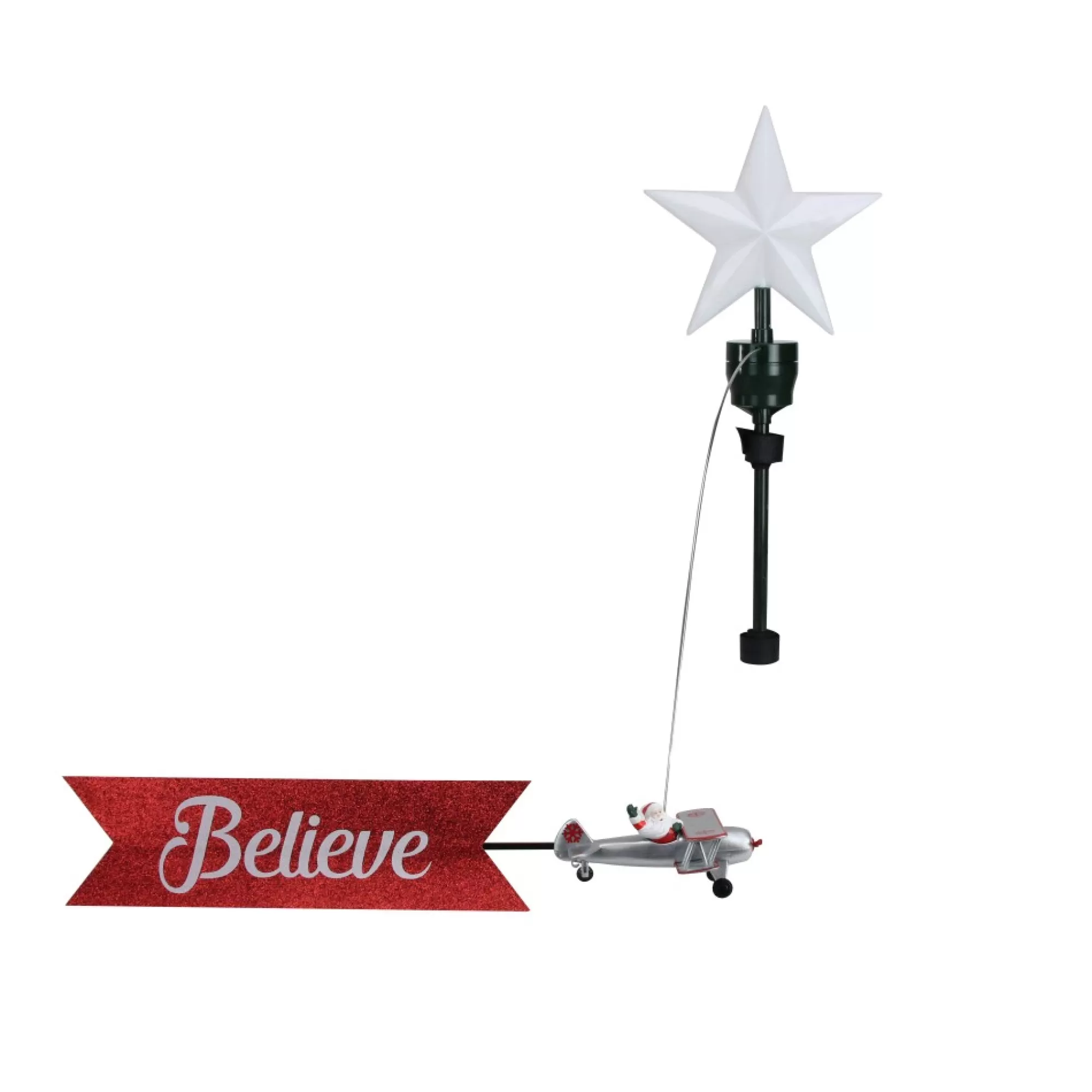 Fashion Santa In Biplane Animated Tree Topper Santa Claus