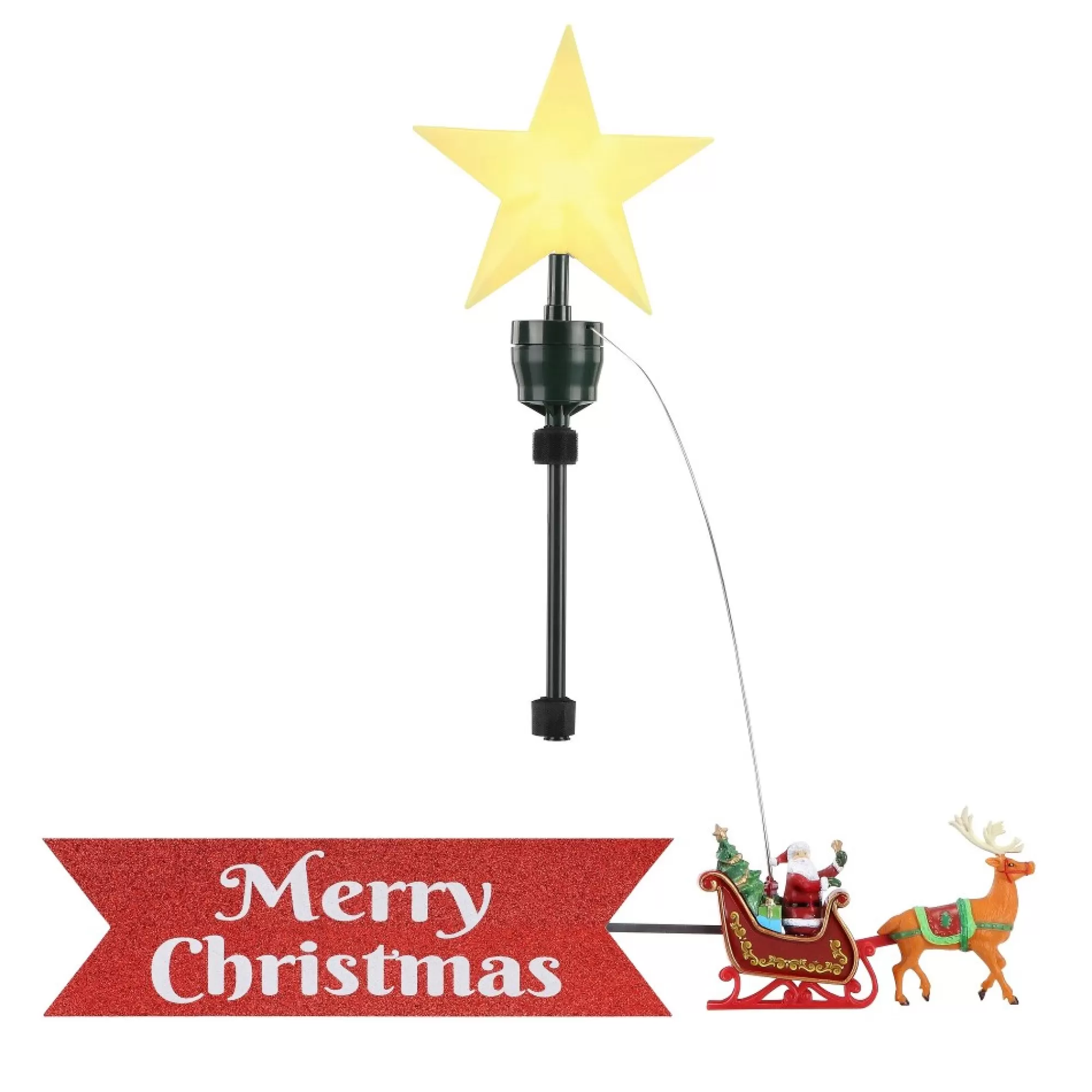 Discount Santa'S Sleigh Animated Tree Topper Santa Claus