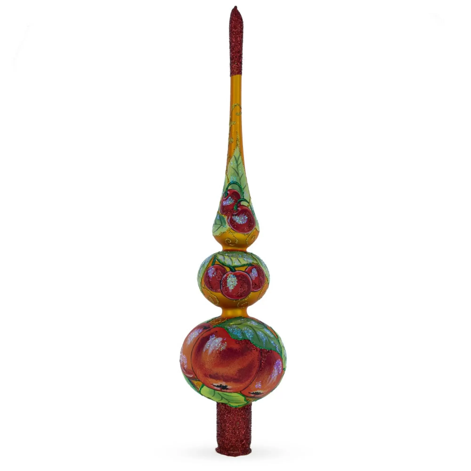 Fashion Peaches Glass Christmas Tree Topper 12.5 Inches Snowflake