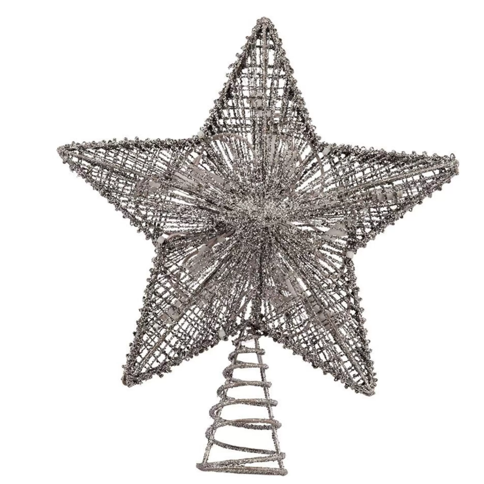 Online Wire Silver Glitter Star Light Up Christmas Tree Topper Finials